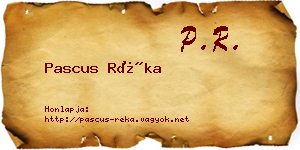 Pascus Réka névjegykártya